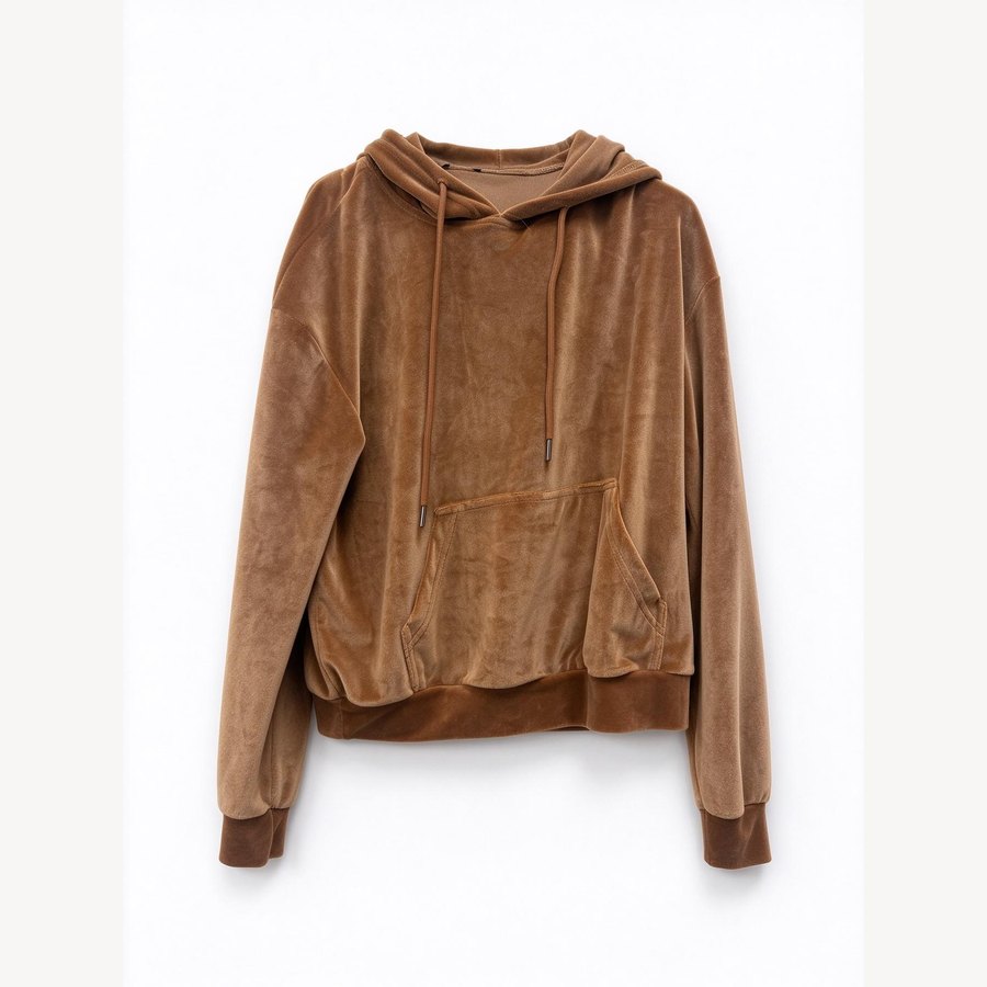 Velvet hooded sweatshirt