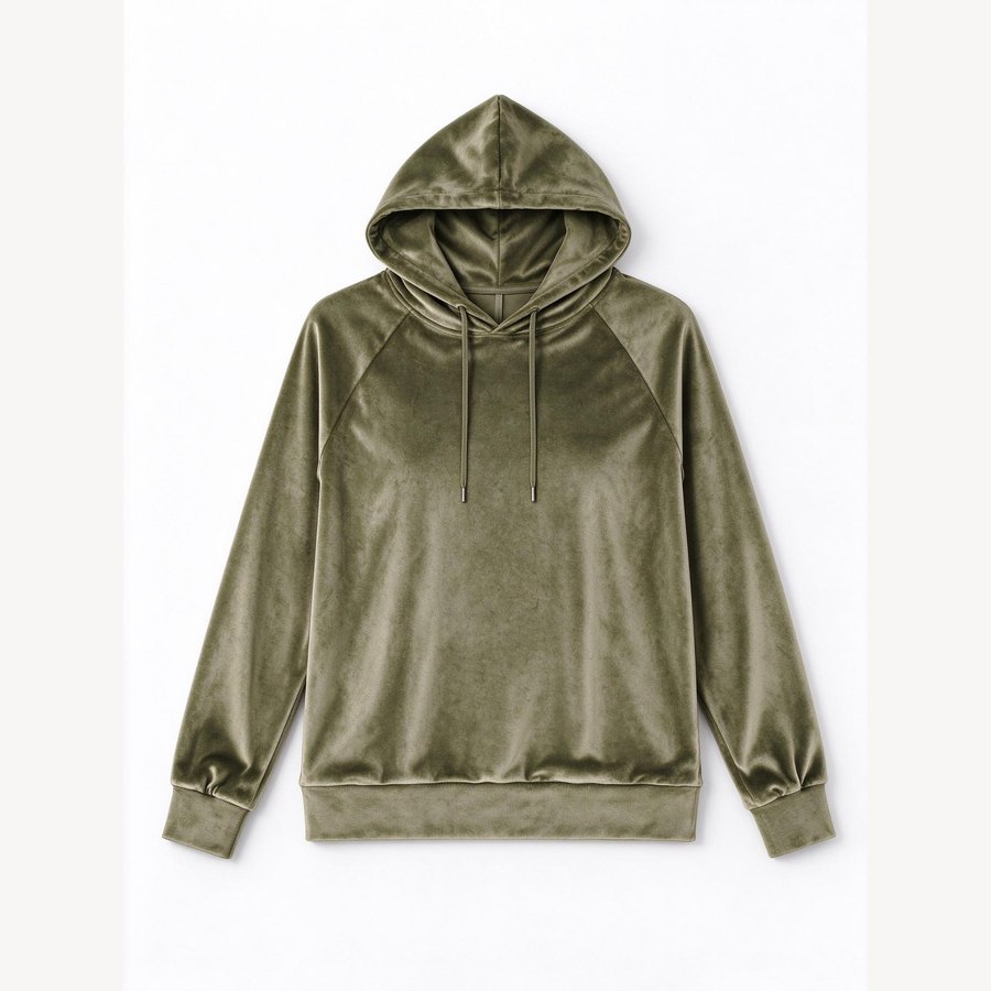 Velvet hooded sweatshirt