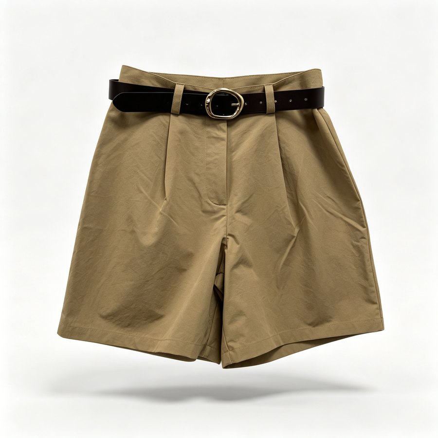 Pleated wide shorts