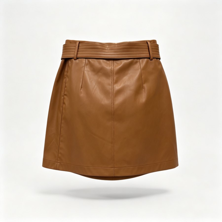 Faux-leather wrap mini skirt