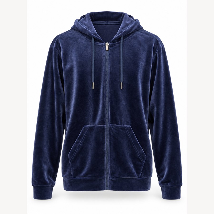Velvet hooded sweatshirt